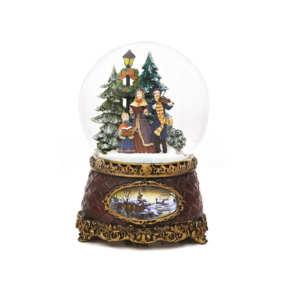 Cantores de canções de natal vitorianas em formato de globo de neve (musical)