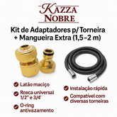 Kit Universal de Conexão para Torneira Kazza Nobre — Adaptadores 1/2” e 3/4” + Mangueira Reforçada 1,5–2 m