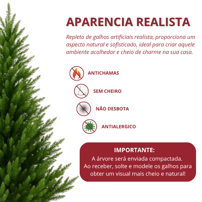 Árvore de Natal Pinheiro sem Led  Montagem rápida