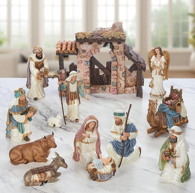 Conjunto de 13 peças de Presépio de Natal - Família Sagrada - ÚLTIMO DIA DE PROMOÇÃO