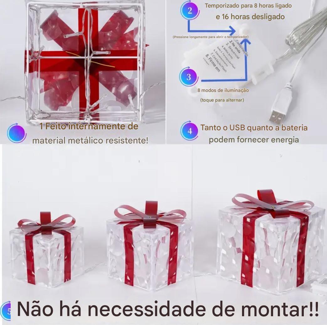 Kit Presentes 3D Luminescência de Natal