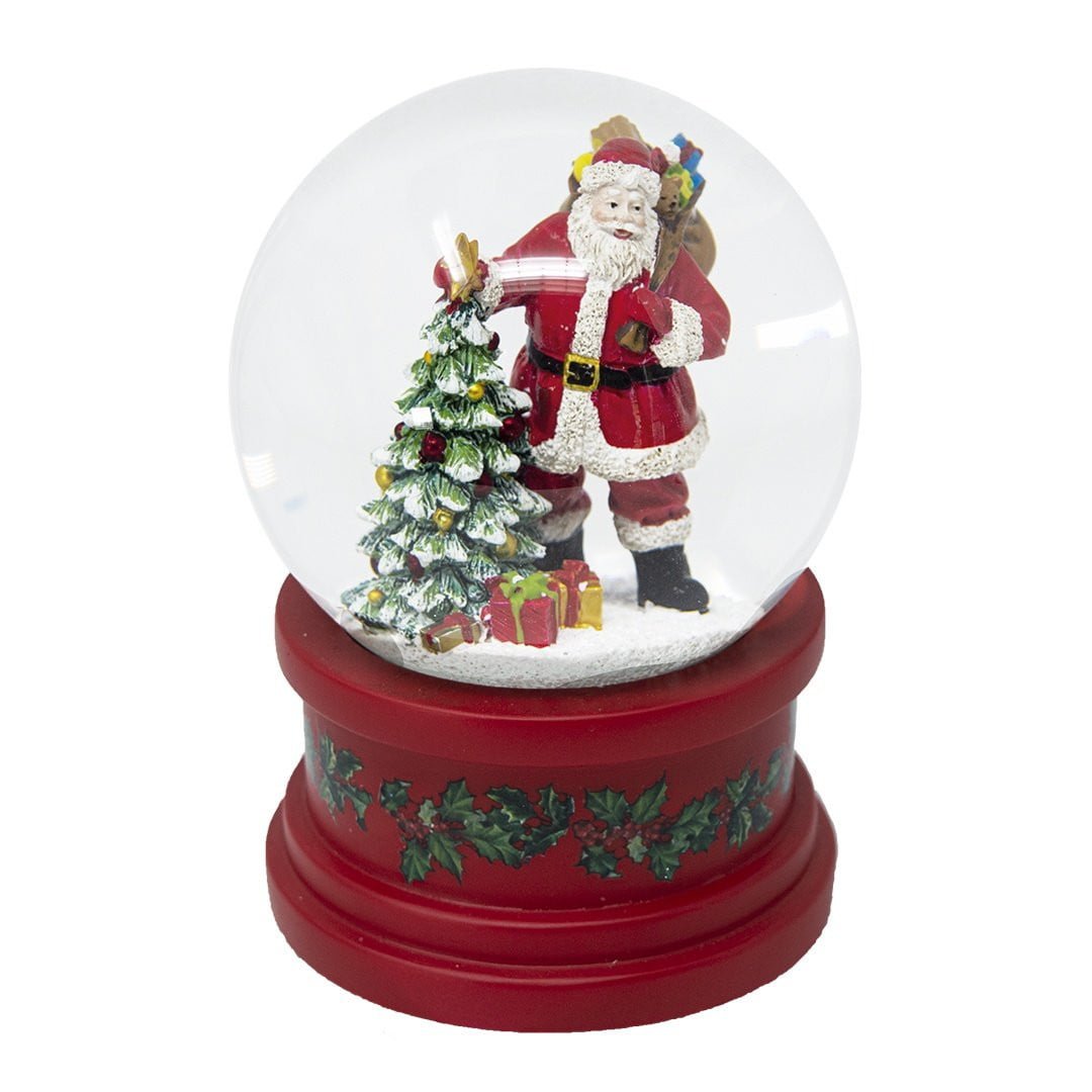 Globo de neve de Natal com Papai Noel e árvore de Natal