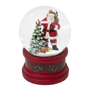 Globo de neve de Natal com Papai Noel e árvore de Natal